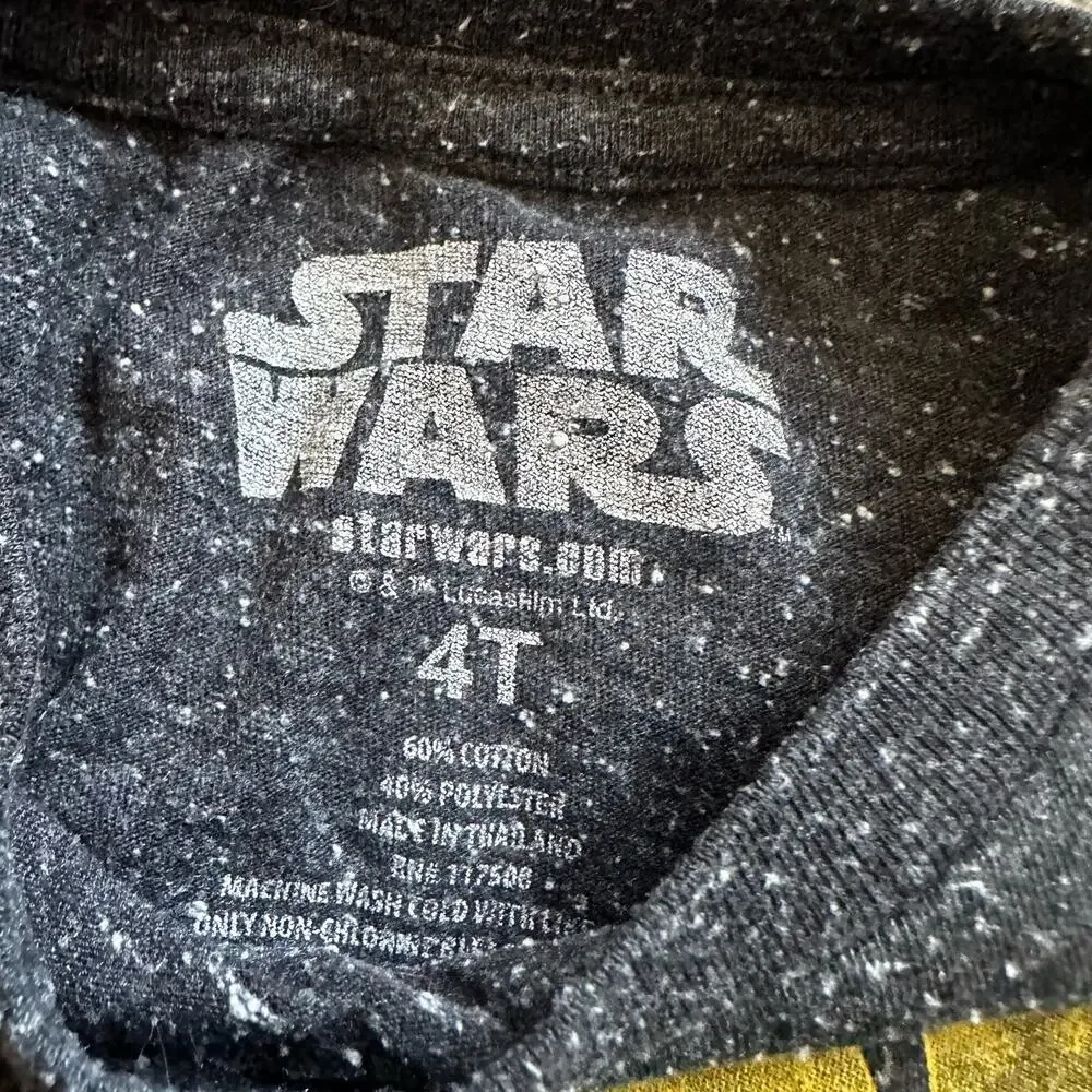 Star Wars Logo T Shirt Slub Knit Toddler Boys 4T 4 Gray Grey